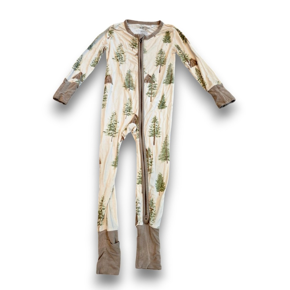Angel Dear Brown Forest Christmas Tree Bamboo Viscose 1 Piece Pajamas 12-18m